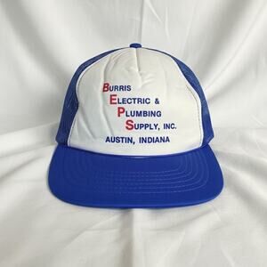 Vernon Burris Electric Indiana Vintage Blue Trucker Hat Unisex Mens One Size